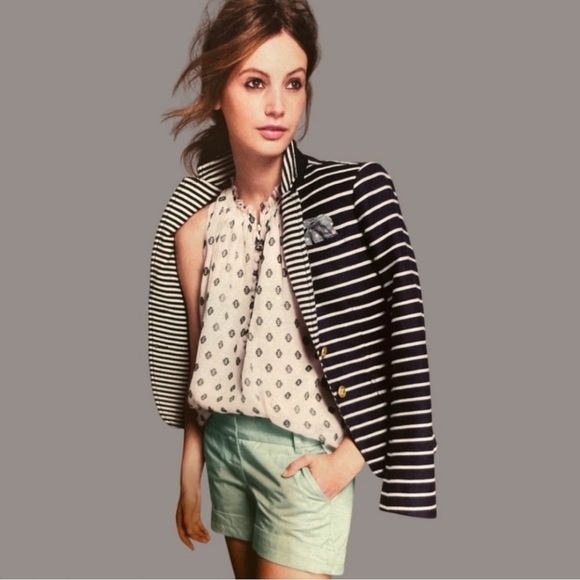 J.Crew Schoolboy Blazer in Navy Mixed Stripe Size 8 Preppy Classic Nautical - Picture 5 of 12